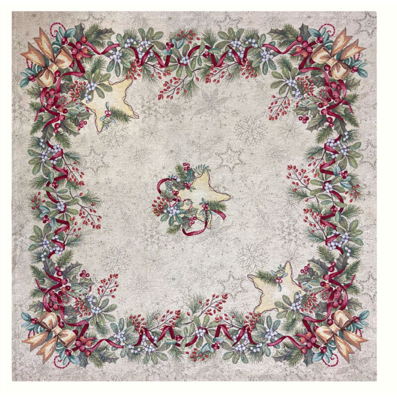 foto del prodotto tovaglia natale centrino runner centrotavola natalizio gobelin silver stella 1310, misura45x140coloresilver stella
