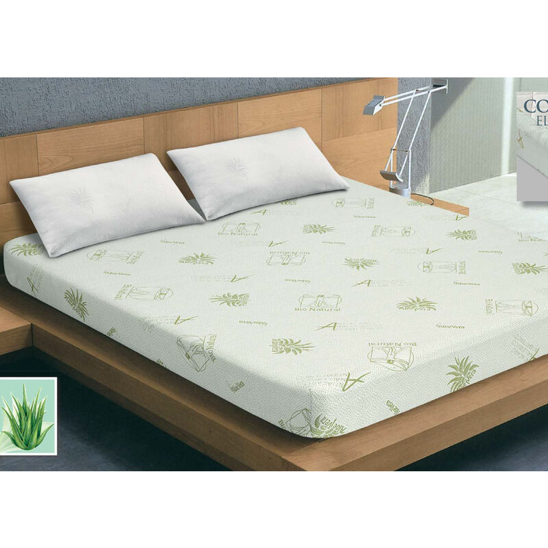 foto del prodotto coprimaterasso antiacaro guscio protettivo materasso traspirante aloe vera m.m., misuramatrimonialecolorealoe vera