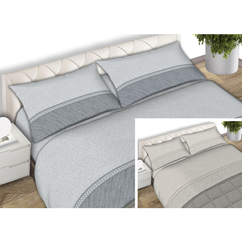 foto del prodotto completo lenzuola letto 100 cotone made italy disegno borbon25 cn, misurasingolocolorepanna