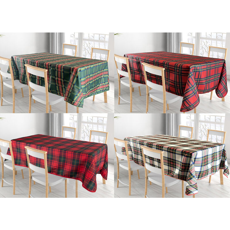 foto del prodotto tovaglia cucina soggiorno antimacchia idrorepellente fantasie tartan splash, misura140x360cmcoloreverde