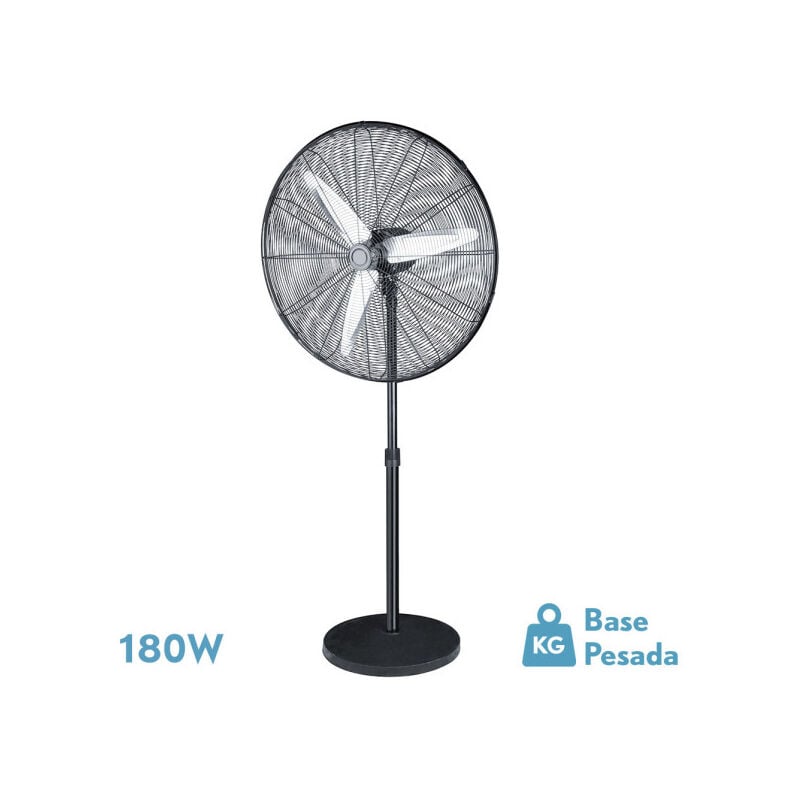immagine 0 del prodotto ventilatore de piede alarcon 180w nero 3vel 65d 3asp argento alluminio orientabile e oscillante