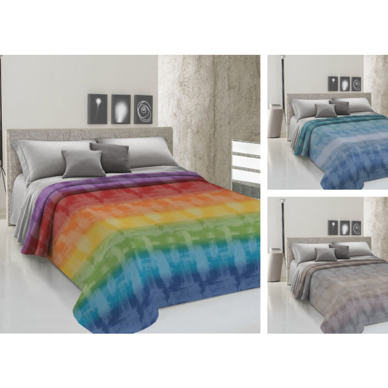 foto del prodotto copriletto piquet primavera estate 100 cotone disegno arcobaleno, misuramatrimonialecolorebeige