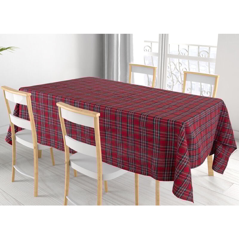 foto del prodotto tovaglia cucina soggiorno misto cotone fantasia tinto in filo tartan con lurex, misura140x320cmcoloretartan