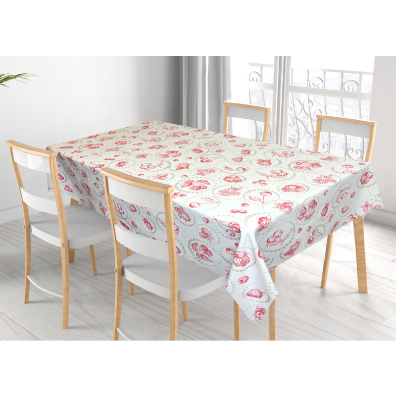 foto del prodotto tovaglia per salotto cucina tavolo 100 cotone made in italy cherry rp, misura140x300colorecherry