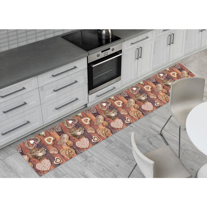 foto del prodotto tappeto passatoia antiscivolo disegno shabby legno chiaro, misura50x100coloreshabby legno