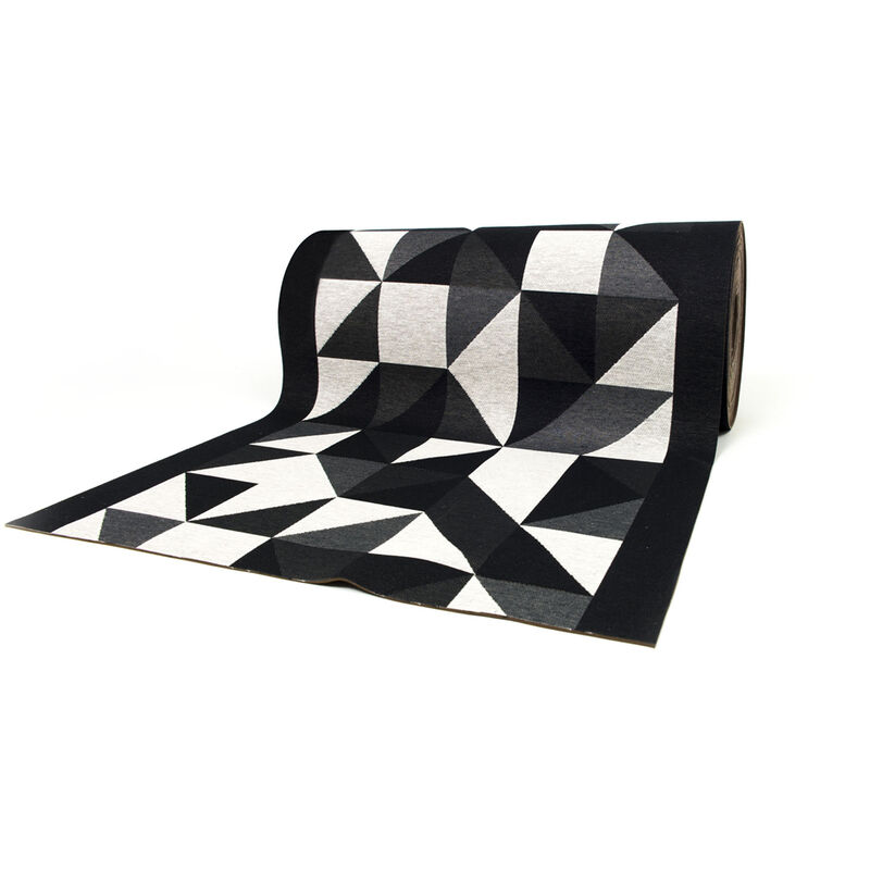 foto del prodotto tappeto passatoia cucina antiscivolo in tessuto jacquard disegno origami nero, misura57x115colorenero