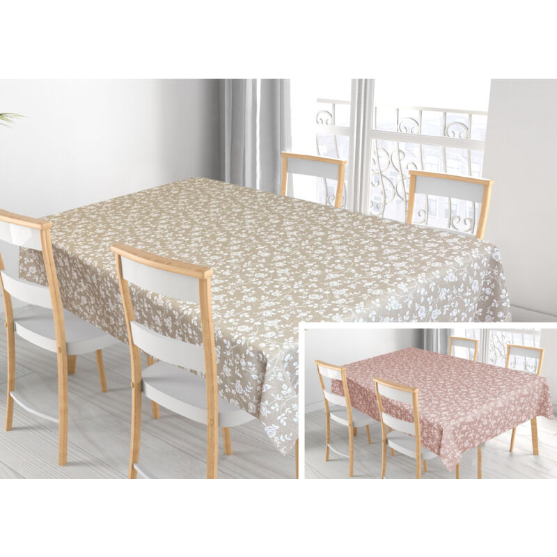 foto del prodotto tovaglia per salotto cucina in miros misto cotone made in italy roselline rp, misura140x360colorebeige