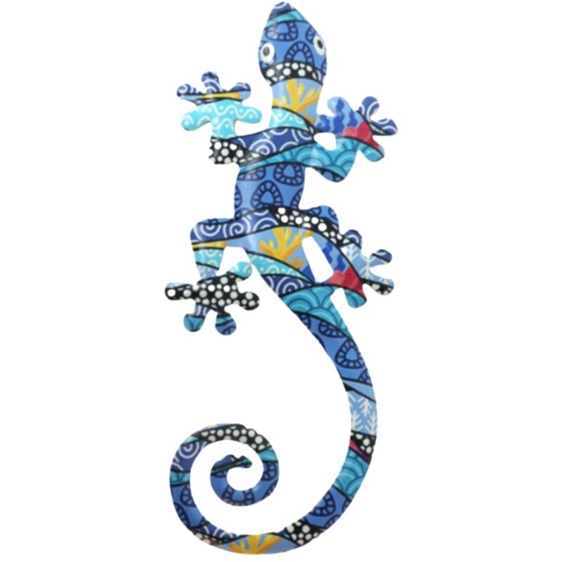 foto del prodotto ornamento da parete in metallo lucertola blu, decorazione creativa per la casa, figura di lucertola moderna, originale ed elegante
