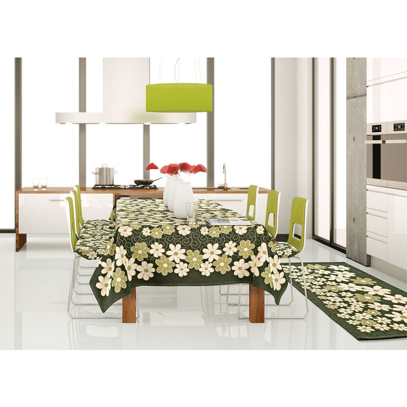 foto del prodotto copritavolo tovaglia salotto cucina disegno margherite by suardi, misura140x180coloregrigio