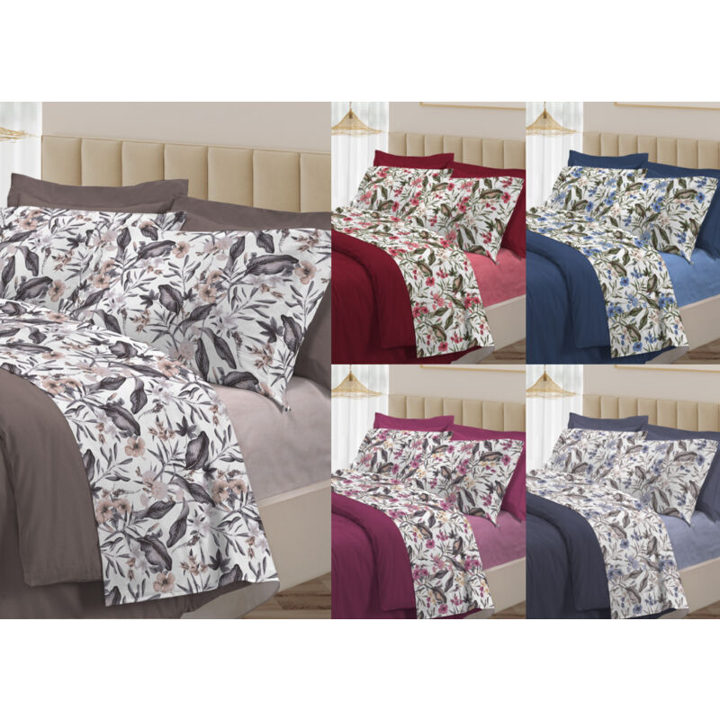 foto del prodotto completo lenzuola letto 100 cotone italy 3027 disegno elena vintage, misurapiazza e mezzacolorebeige