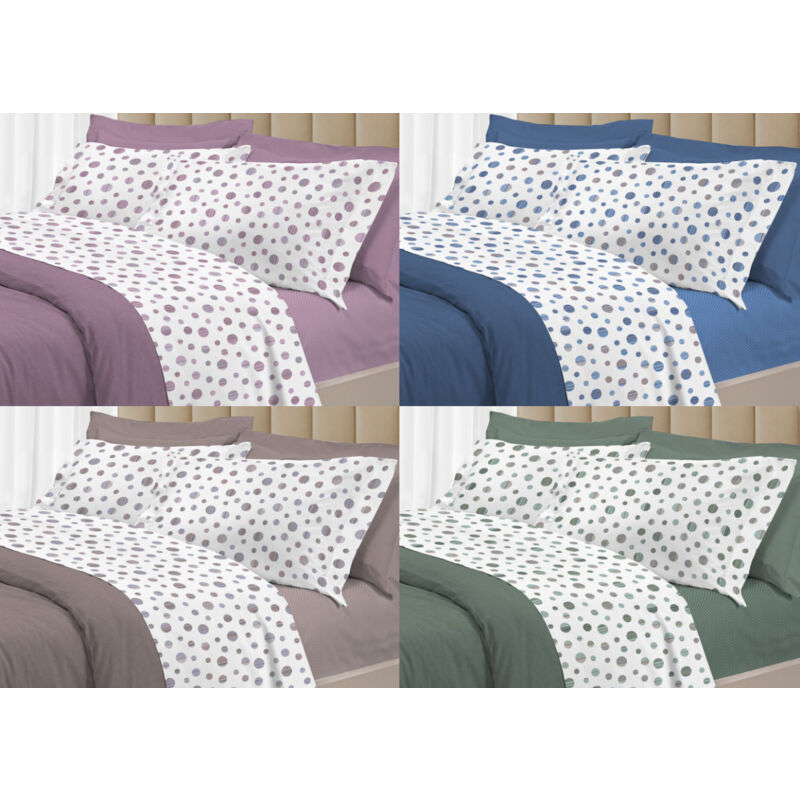 foto del prodotto completo lenzuola letto 100 cotone made italy 3027 disegno dandy, misurapiazza e mezzacolorerosa