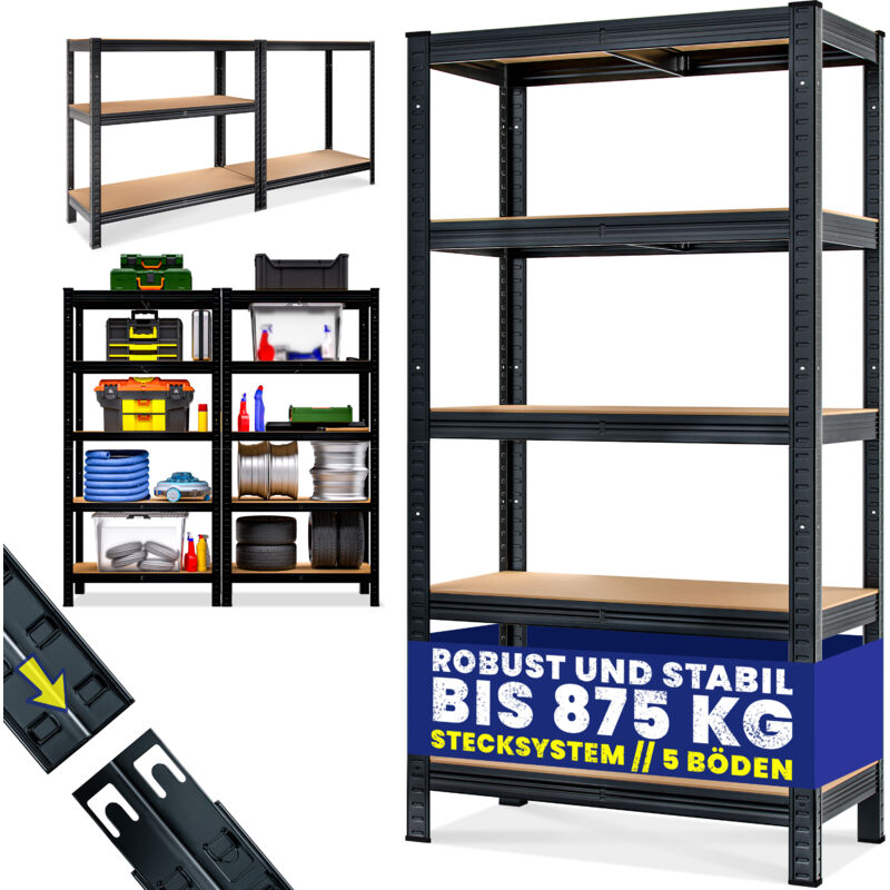 foto del prodotto monzana scaffale ad alta portata in metallo scaffali per carichi pesanti garage cantina magazzino officina scaffali ad innesto 5 tier 180x90x40cm
