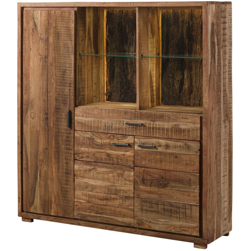 foto del prodotto massivmoebel24 bark 115 credenza in legno di acacia laccato naturale 140x40x150