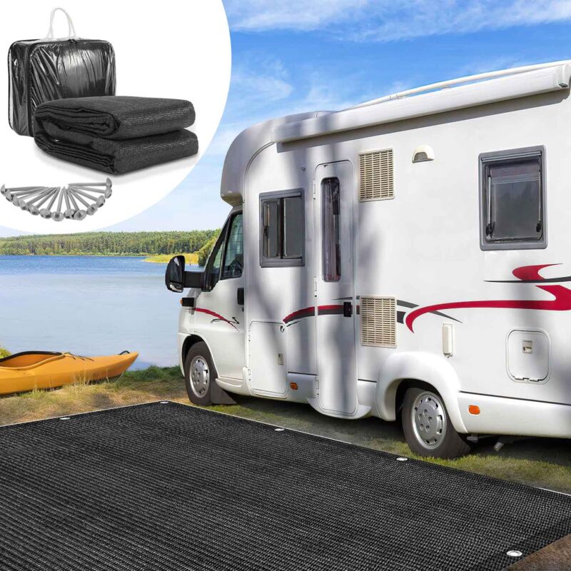 foto del prodotto hengda tappetino per tenda tenda impermeabile da campeggio telo per tenda all aperto telo da picnic coperta caravan ,nero, 200x210cm