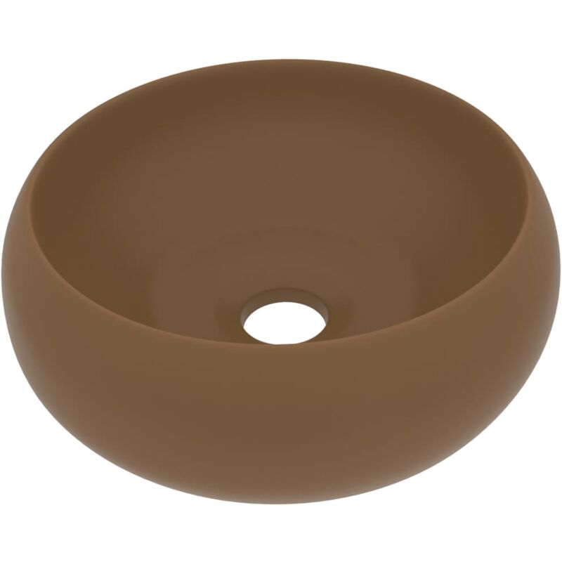 foto del prodotto lavandino lusso rotondo crema opaco 40x15 cm in ceramica vidaxl