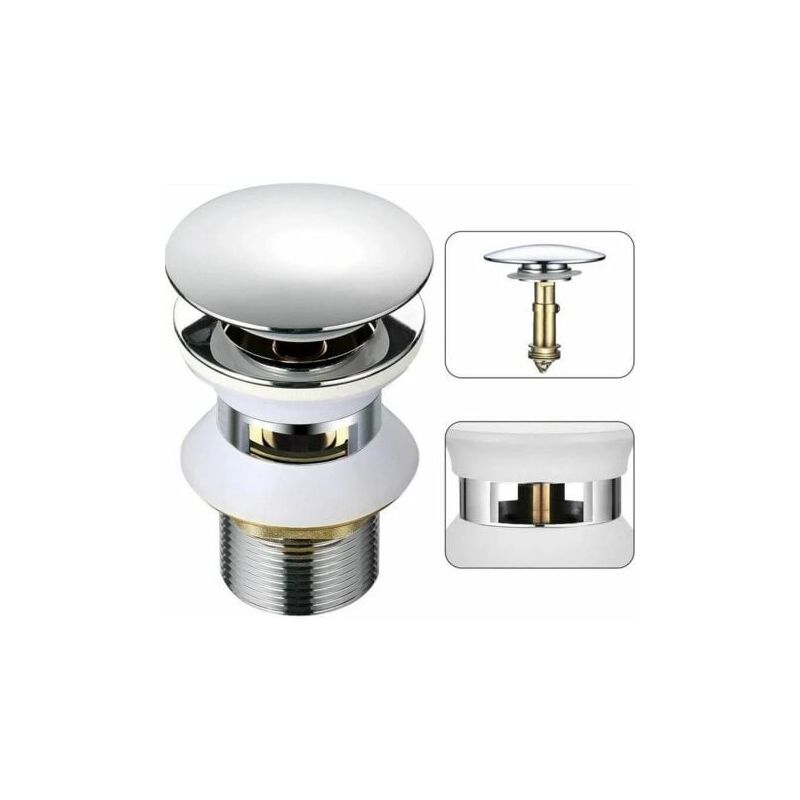 immagine 0 del prodotto scarico universale per lavabo con troppopieno pop up automatico push open click clack per bagno 1 1 4 ottone cromato