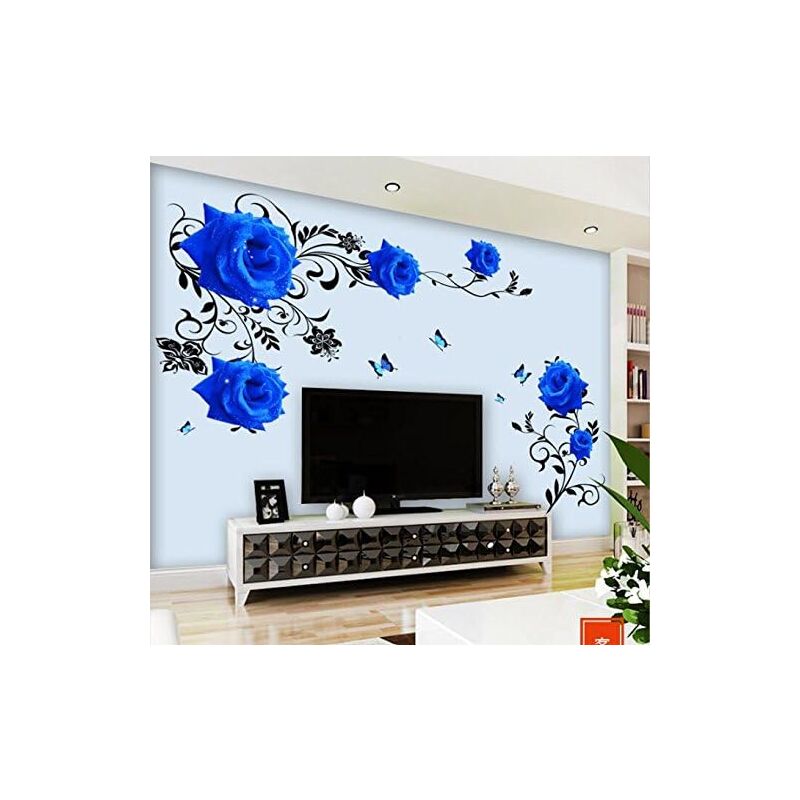 foto del prodotto adesivo da parete rose blu viticcio fiori xl adesivi da parete adesivi da parete decorazione soggiorno camera da letto adesivo da parete decorazione 