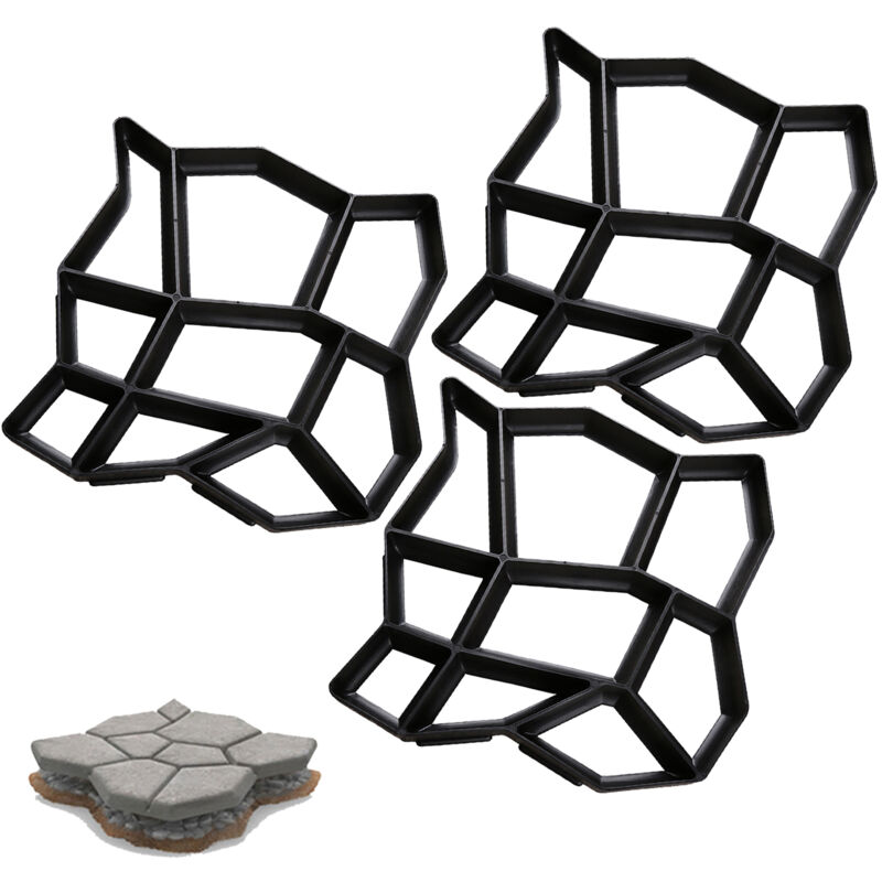 foto del prodotto swanew 3 pezzi stampi per cemento 43x43x4cm, lastre di pavimentazione, fattoria, giardino, giardino, decorazione del giardino, sentiero, fai da te,