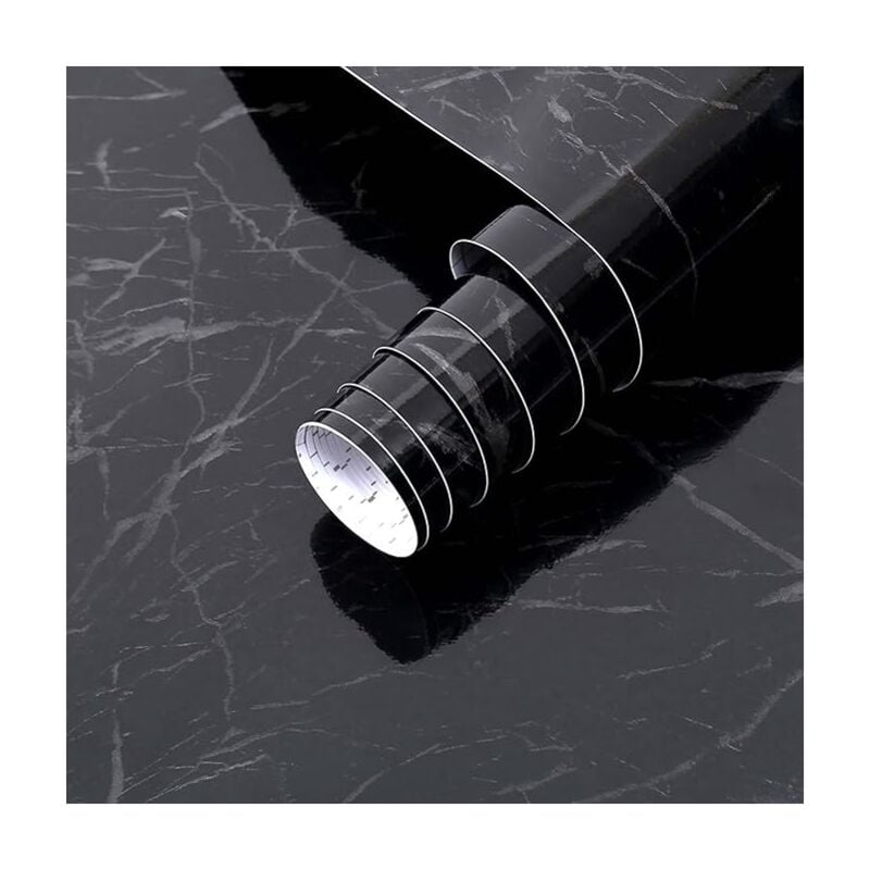 foto del prodotto sollbry carta adesiva effetto marmo nero, 40 cm x 2 m, pellicola decorativa rimovibile per scrivania, cucina, piano di lavoro, mobile, scaffale,