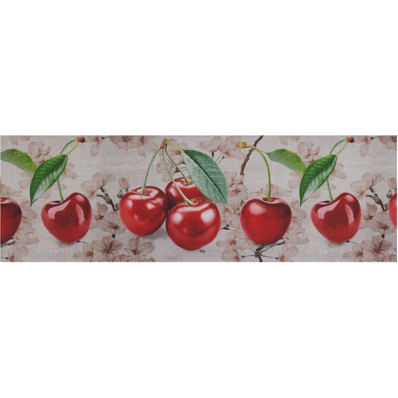 foto del prodotto tappeto passatoia cucina antiscivolo stampa digitale sprinty disegno cherry, misura52x180colorecherry