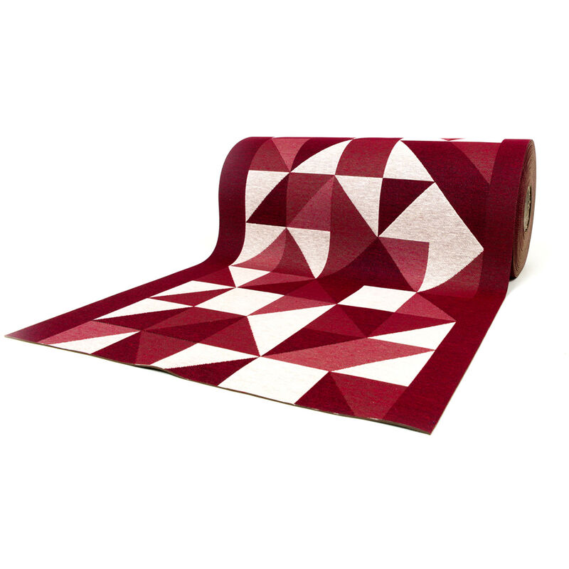 foto del prodotto tappeto passatoia cucina antiscivolo in tessuto jacquard disegno origami bordeaux, misura57x230colorebordeaux