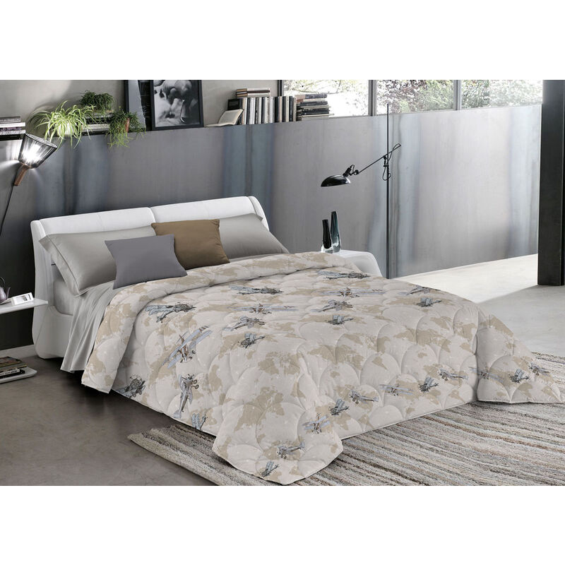 foto del prodotto trapuntino piumino estivo linea pensieri delicati disegno aerei colore beige, misurasingolocolorebeige