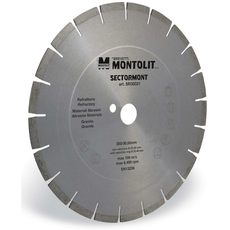 foto del prodotto disco diamantato 300 mm montolit sectormont sr30021 per refrattario materiali abrasivi granito porfido