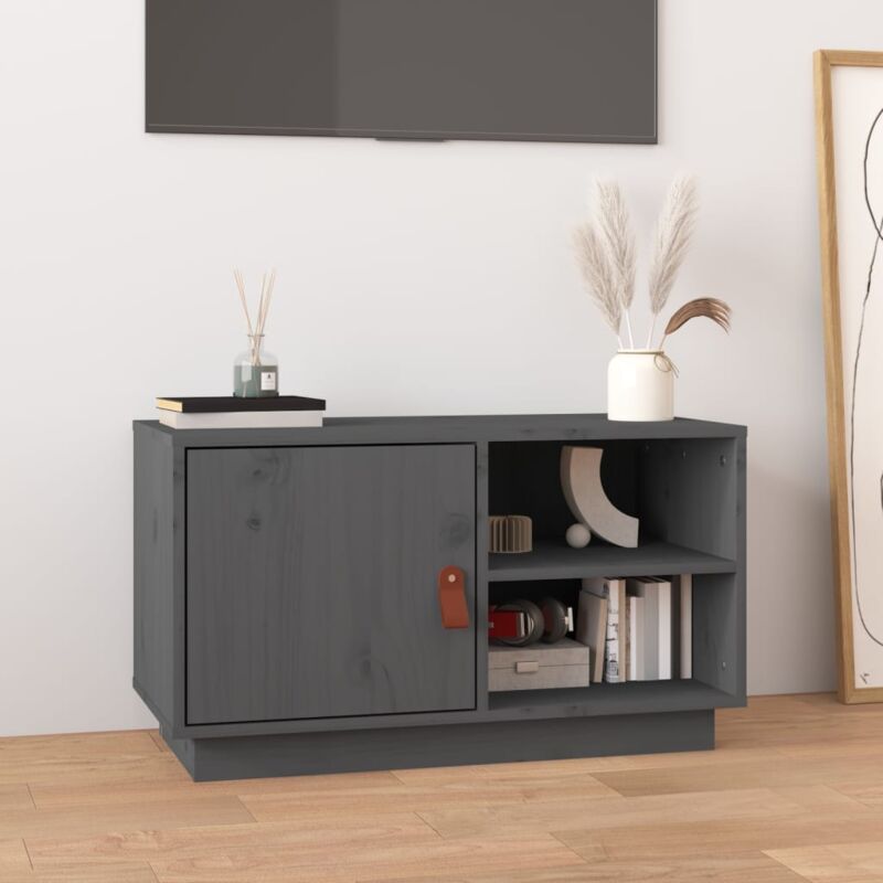 foto del prodotto vidaxl mobile porta tv grigio 70x34x40 cm in legno massello di pino