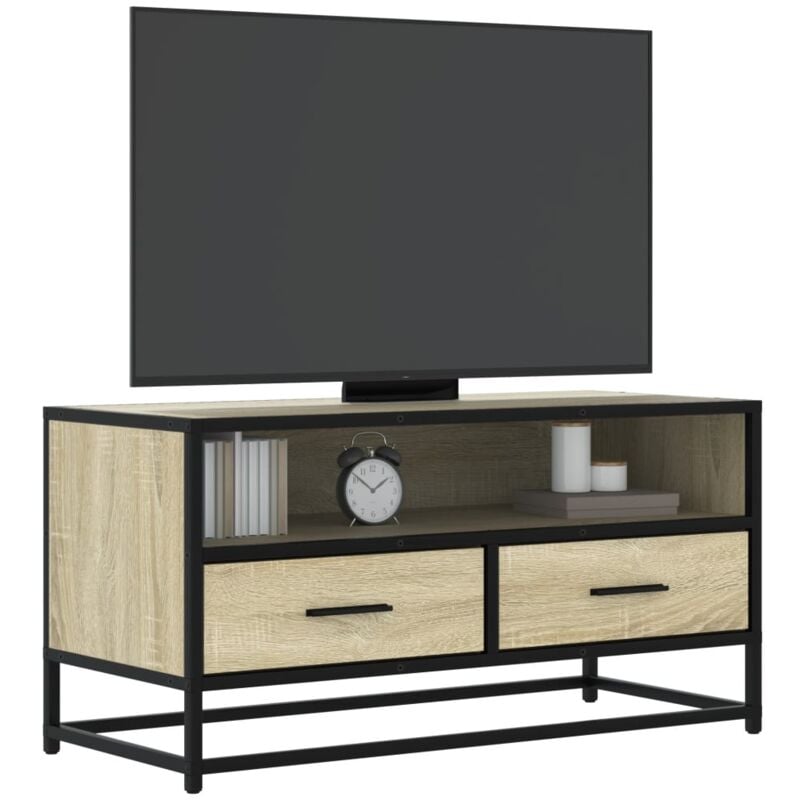 foto del prodotto vidaxl mobile tv rovere sonoma 80x34,5x40 cm legno multistrato metallo