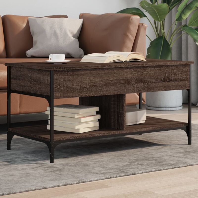 foto del prodotto vidaxl tavolino salotto rovere marrone 100x50x50cm multistrato metallo