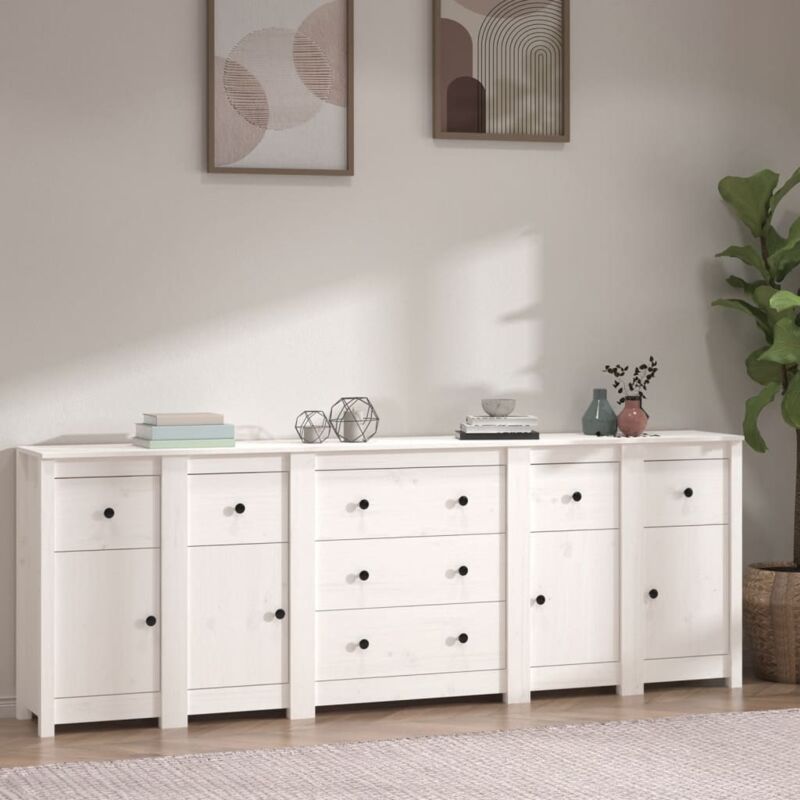 foto del prodotto vidaxl credenza bianca 230x35x80 cm in legno massello di pino