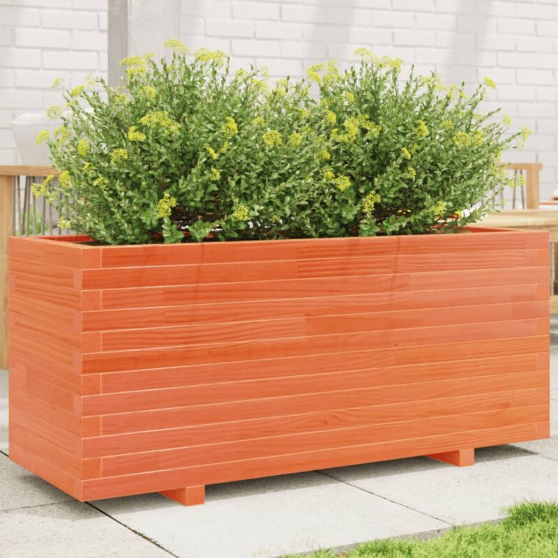 foto del prodotto vidaxl fioriera giardino marrone cera 110x40x49,5 legno massello pino