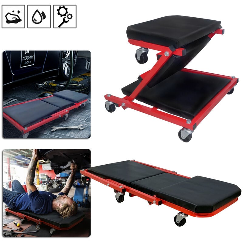 foto del prodotto carrelli sottomacchina 2 in 1 officina tavola rotante officina sgabello officina divano montaggio divano con ruote a 360 fino a 150 kg hengmei