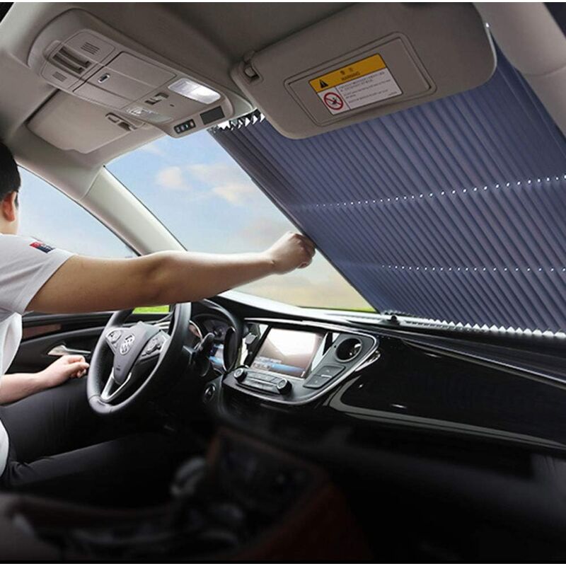 foto del prodotto parasole retrattile per parabrezza auto, tipo otturatore, parasole avvolgibile, parasole per parabrezza, parasole anti uv 65 cm 