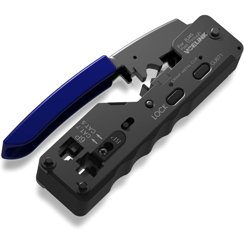 foto del prodotto pinza crimpatrice rj45 gj671bl per connettori di rete cat5 cat7, jack telefonico 6p