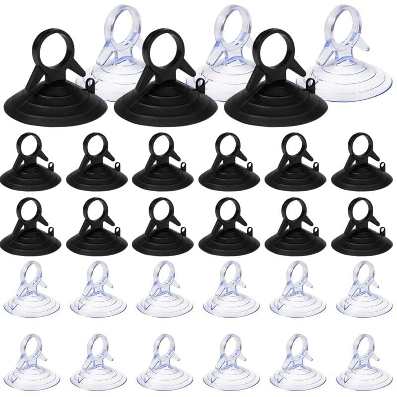 foto del prodotto ymyny 60 pezzi ventosa per visiera parasole, ventosa da 45 mm senza ganci, ventosa in pvc mini ventosa trasparente e nera, ventosa per vetro