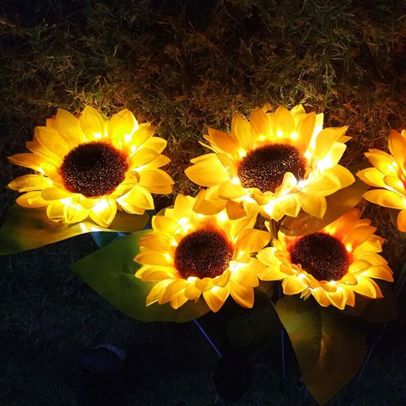 foto del prodotto confezione da 2 luci solari da giardino a led impermeabili, luci solari da esterno per camino, paesaggio, patio, recinzione, cortile, decorazione per