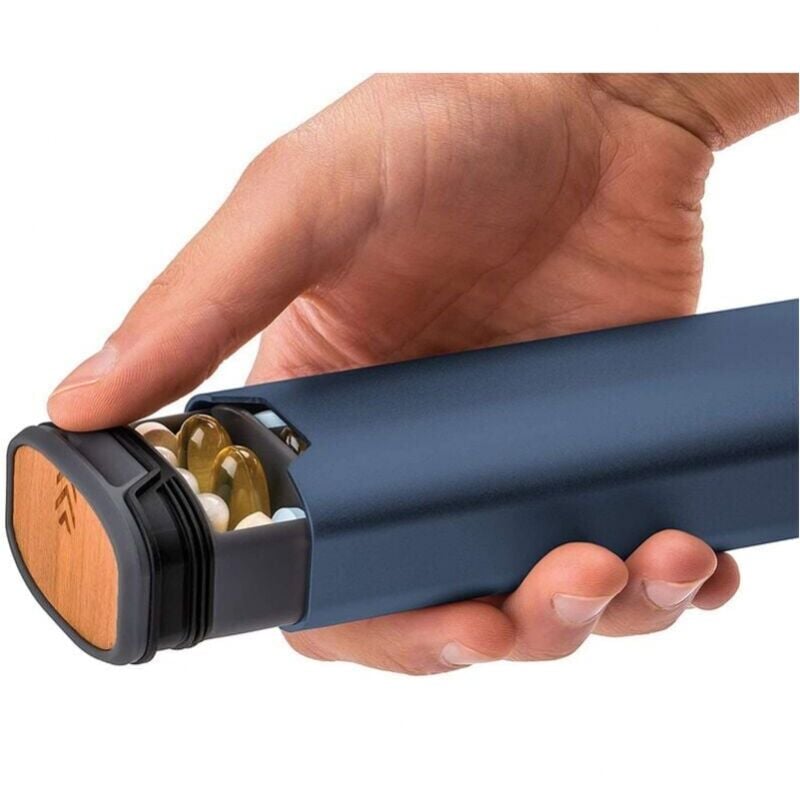 foto del prodotto portapillole blu scuro da 7 giorni portapillole da viaggio settimanale bellissimo portapillole per vitamine, farmaci, pillole e integratori