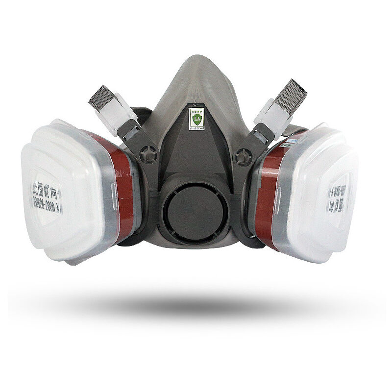 foto del prodotto maschera di protezione respiratoria riutilizzabile, antipolvere, antigas con filtri per verniciatura, lavoro, bricolage, levigatura