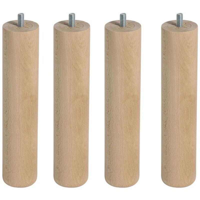 immagine 0 del prodotto confezione da 4 o 6 gambe per rete o rete imbottita con filetto e sistema antirumore in legno di faggio, ciliegio o weng da 25 cm