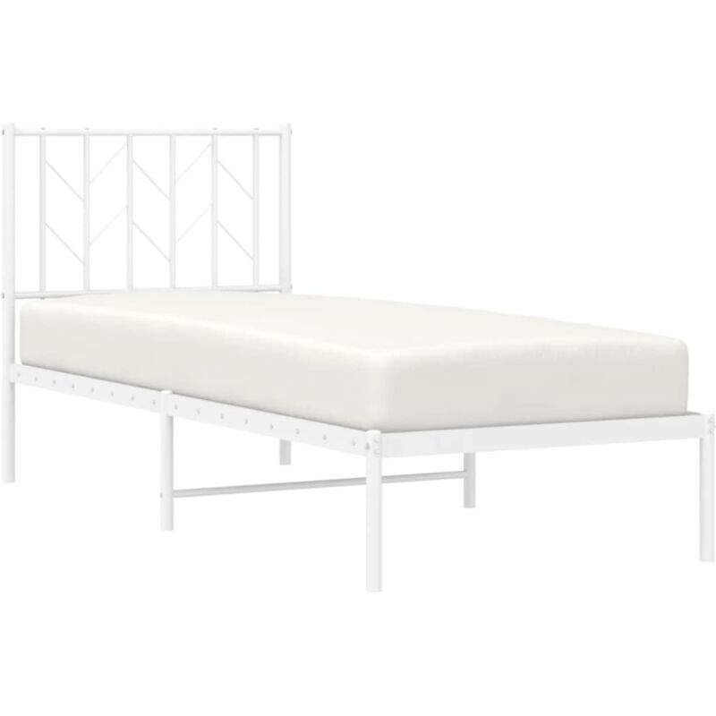 foto del prodotto giroletto senza materaso con testiera metallo bianco 75x190 cm vidaxl