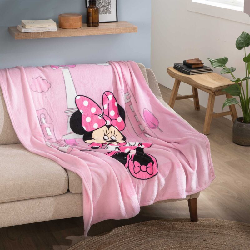 foto del prodotto cti plaid in pile stampato disney minnie shopping 125x150 cm 047691 rosa