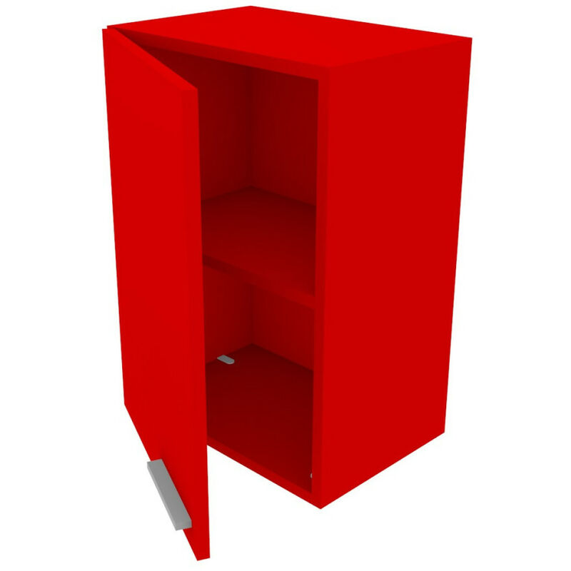 foto del prodotto libreria pensile moderna con anta e schienale montaggio rapido cabineo rosso