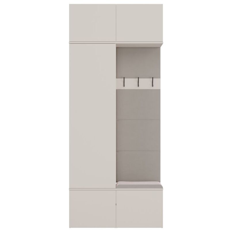 foto del prodotto haga appendiabiti a 3 ganci e armadio guardaroba da ingresso con seduta 238x100x35 cm beige cashmere