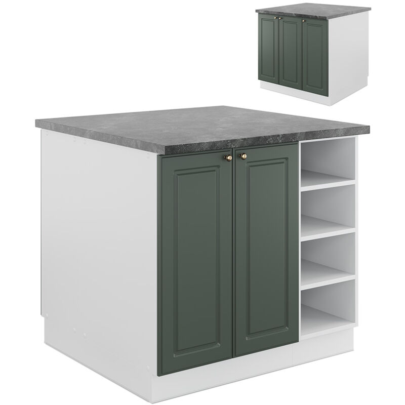foto del prodotto isola cucina fame line, verde oro country house bianco, 90 cm senza piano di lavoro vicco