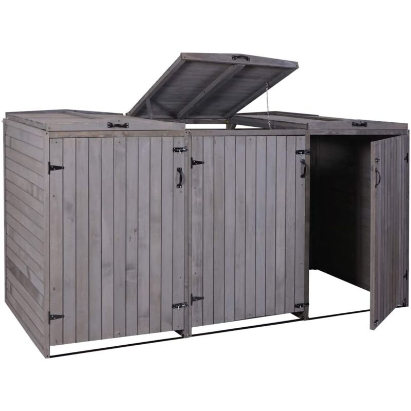 foto del prodotto pattumiera da esterno per ospitare contenitori spazzatura fino a 6 bidoni 126x237,5x98 cm in legno certificato fsc grigio antracite 040005616