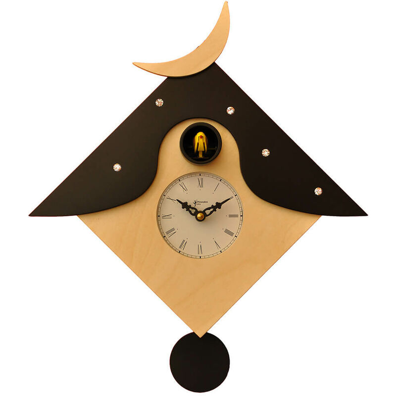 foto del prodotto orologio a cuc da parete 34x34x12cm pirondini italia otranto naturale e nero