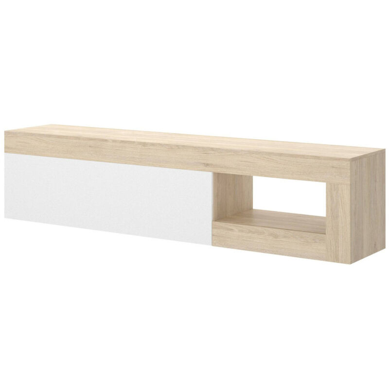 foto del prodotto dmora mobile porta tv averau, credenza bassa da soggiorno, madia da salotto per televisione, 204x42h48 cm, rovere e bianco, con imballo rinforzato
