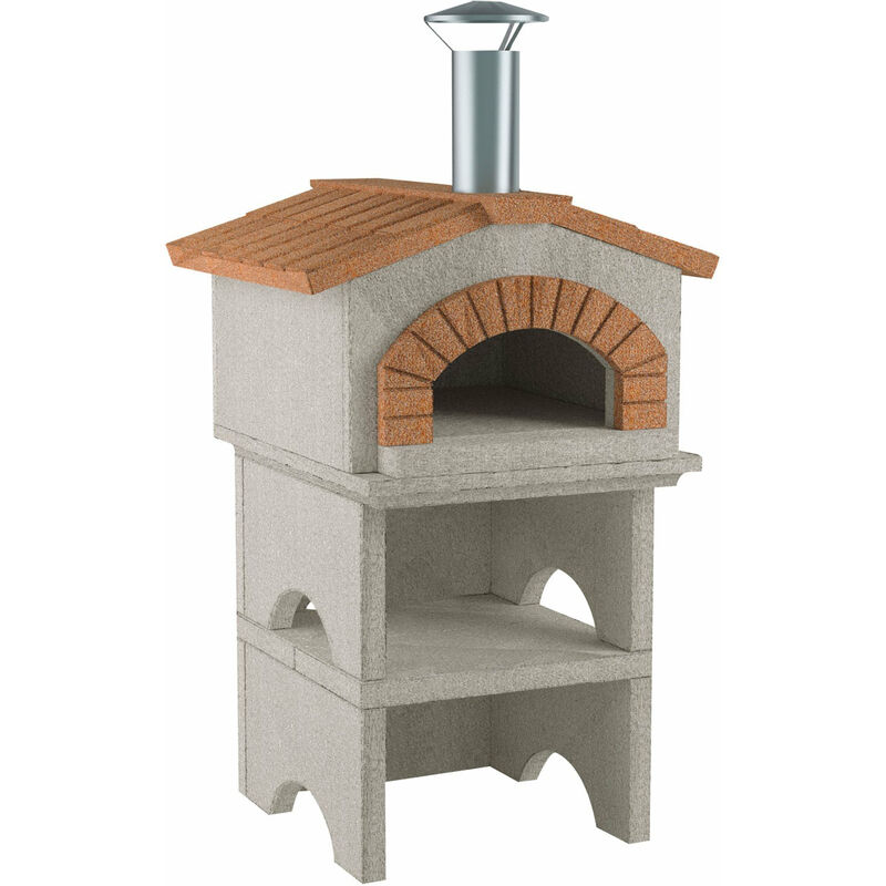 foto del prodotto forno a legna e carbone in cemento prefabbricato da esterno con struttura casa mia