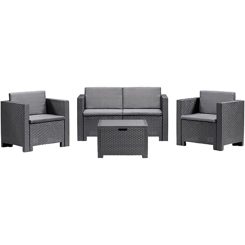 foto del prodotto set salotto da esterno camisano, salottino outdoor, set da balcone o giardino, composizione soggiorno per esterni, made in italy, antracite dmora